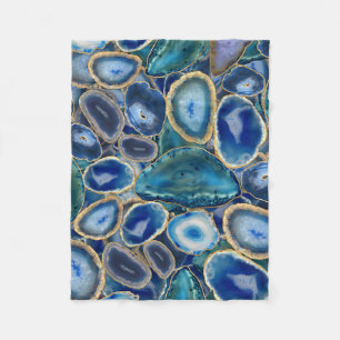 Blue Geodes crystal pattern Fleece Blanket