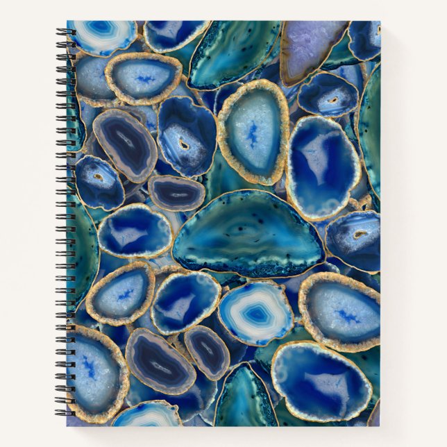 Blue Geodes crystal pattern Notebook (Front)