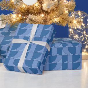 Blue Geometric Abstract Art Wrapping Paper