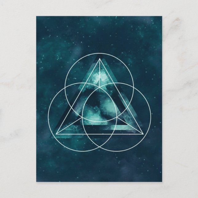 Blue Geometric Astronomical Triangle and Circles Postcard (Front)