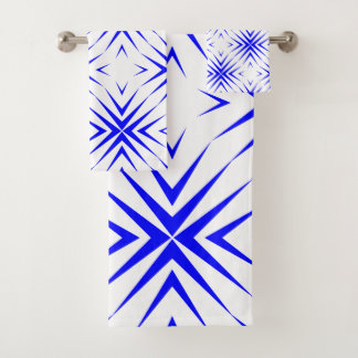 Blue Geometric Bath Towel Set