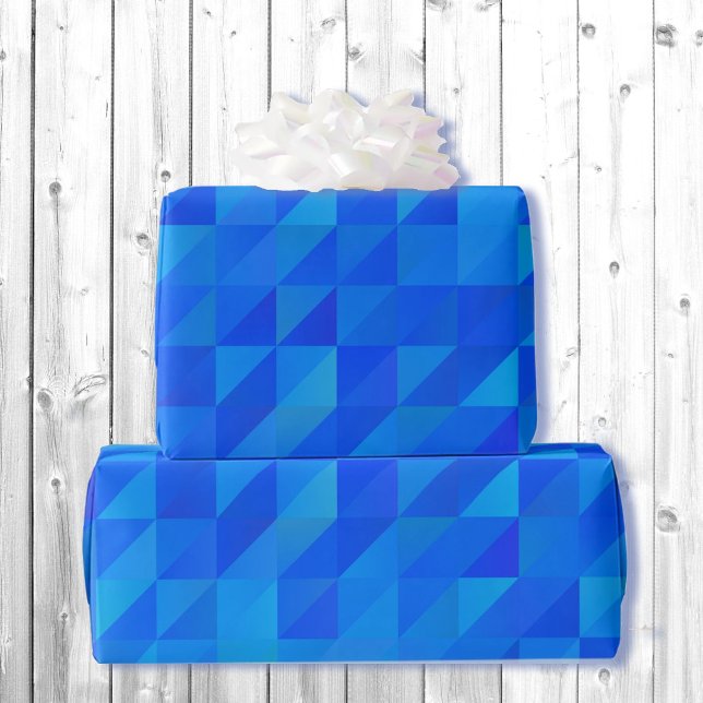 Blue Geometric Birthday Giftwrap for Him Wrapping Paper (Creator Uploaded)