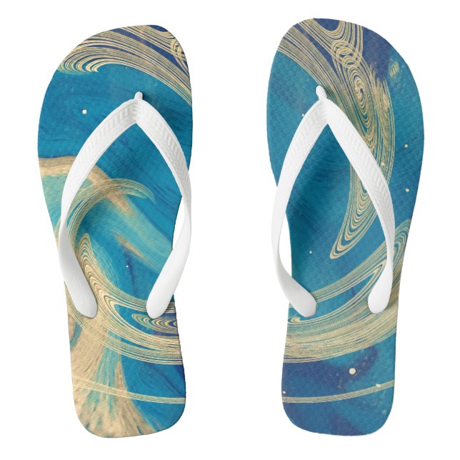 Blue Geometric  Colourful Abstract Thongs (Footbed)