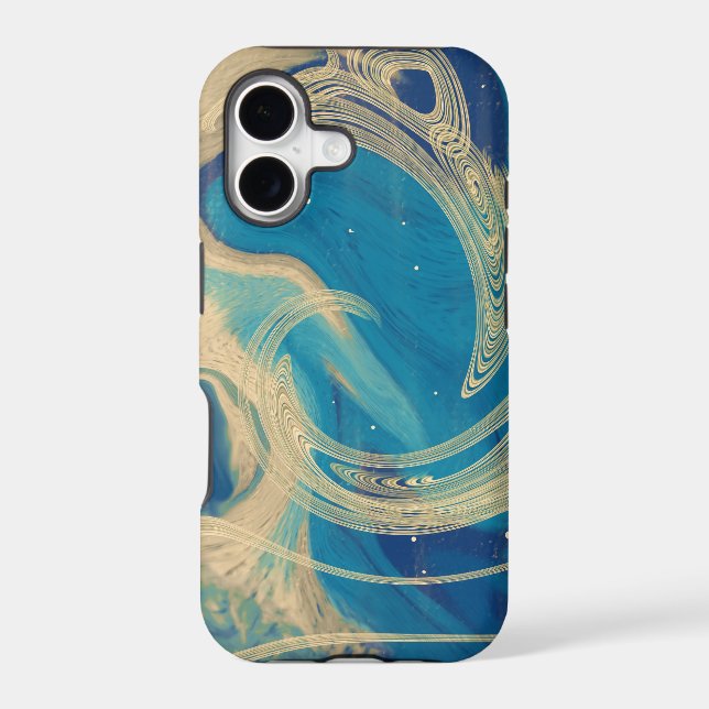 Blue Geometric Colourful Abstract Waves   (Back)