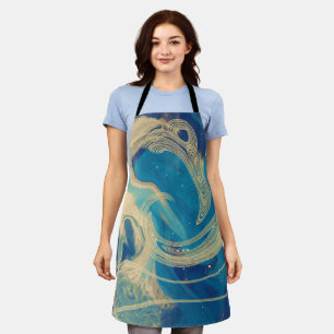 Blue Geometric Colourful Abstract Waves Apron