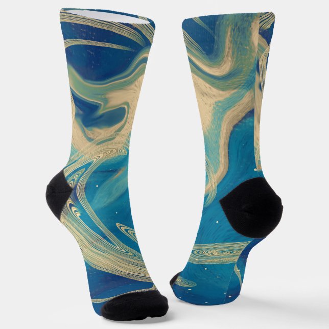 Blue Geometric Colourful Abstract Waves    Socks (Angled)