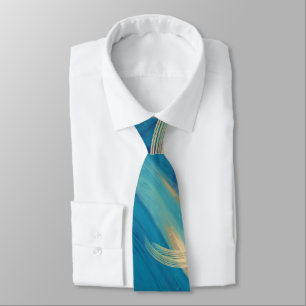 Blue Geometric Colourful Abstract Waves Tie