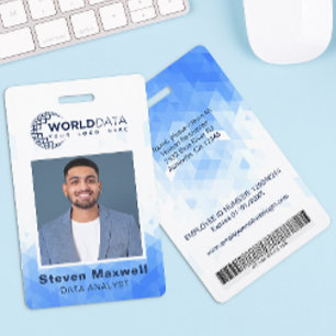 Blue Geometric Custom Employee ID Badge