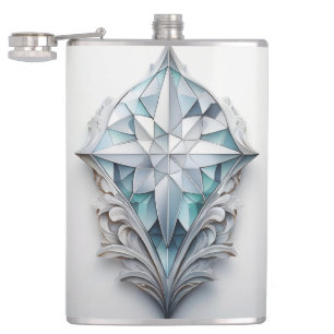 Blue geometric decorative cross hip flask