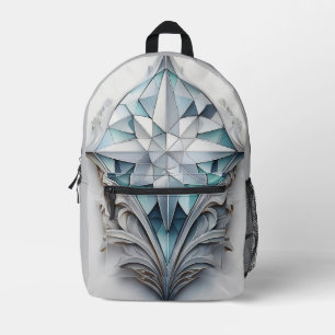 Blue geometric decorative cross printed backpack