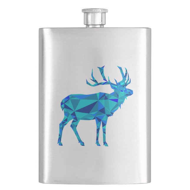 Blue Geometric Elk Hip Flask (Front)