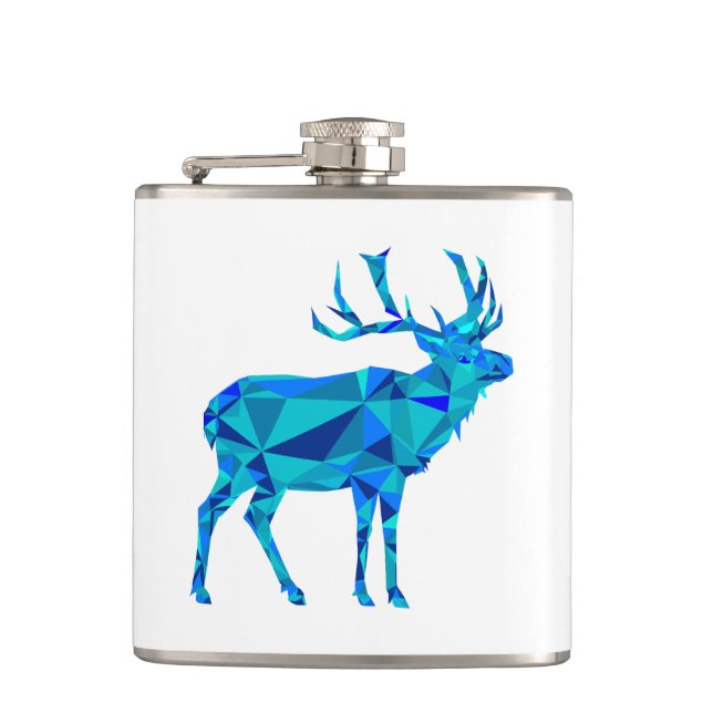 Blue Geometric Elk Hip Flask (Front)