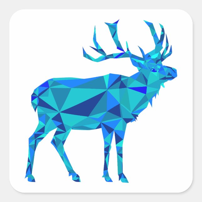 Blue Geometric Elk Square Sticker (Front)