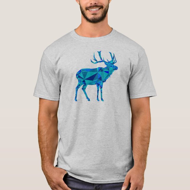 Blue Geometric Elk T-Shirt (Front)