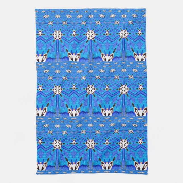blue geometric grid matrix towel (Vertical)