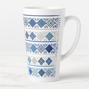 blue geometric latte mug