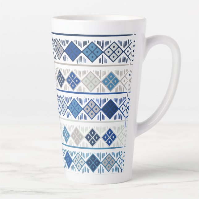 blue geometric  latte mug (Right)