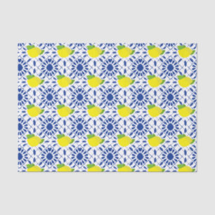 Blue Geometric Lemon Tile Tissue Paper