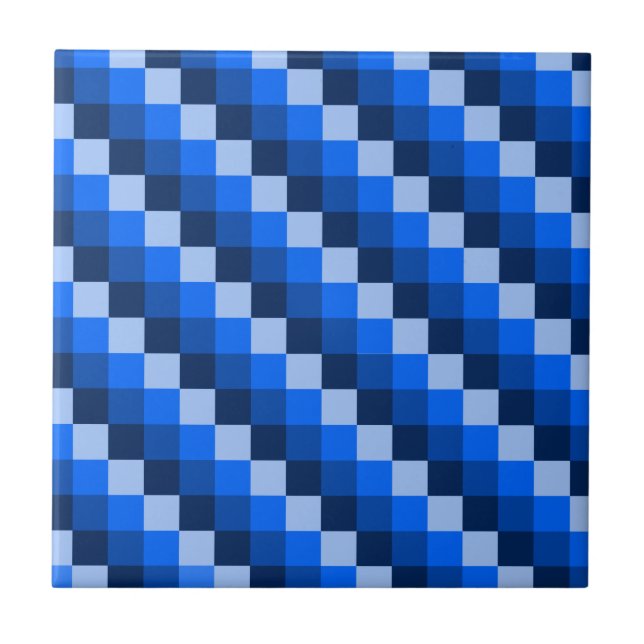 Blue Geometric Mosaic Pattern Ceramic Tile (Front)