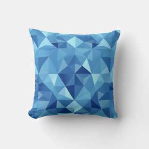 Blue Geometric Mosaic Tile Pattern Cushion