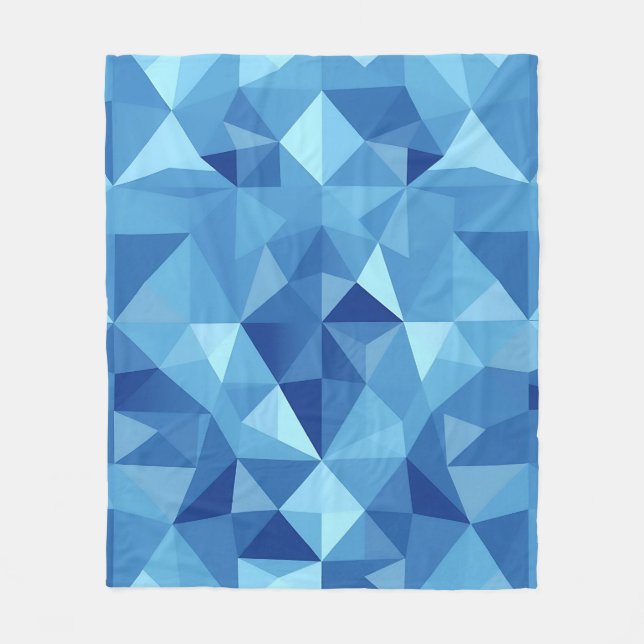 Blue Geometric Mosaic Tile Pattern Fleece Blanket (Front)