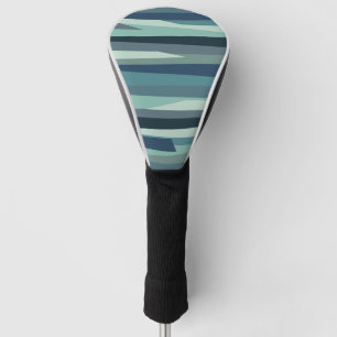 Blue geometric ocean waves golf head cover