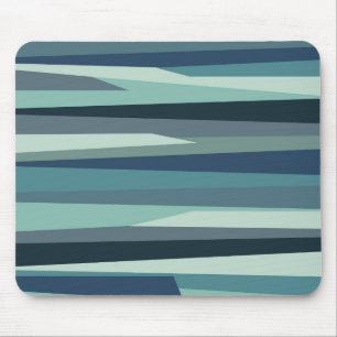 Blue geometric ocean waves mouse pad