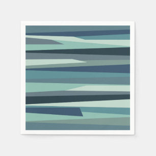Blue geometric ocean waves napkin