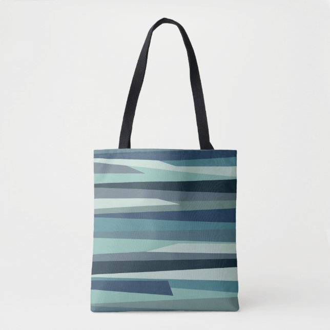 Blue geometric ocean waves tote bag (Front)