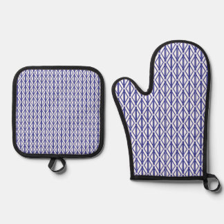 Blue Geometric Oven Mitt & Pot Holder Set