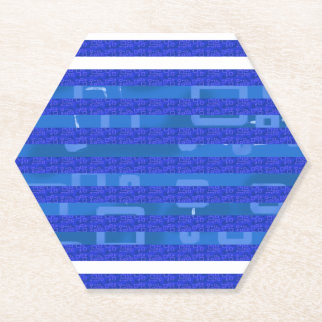 Blue Geometric Paper Coaster (Front)