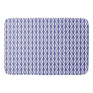 Blue geometric pattern bath mat