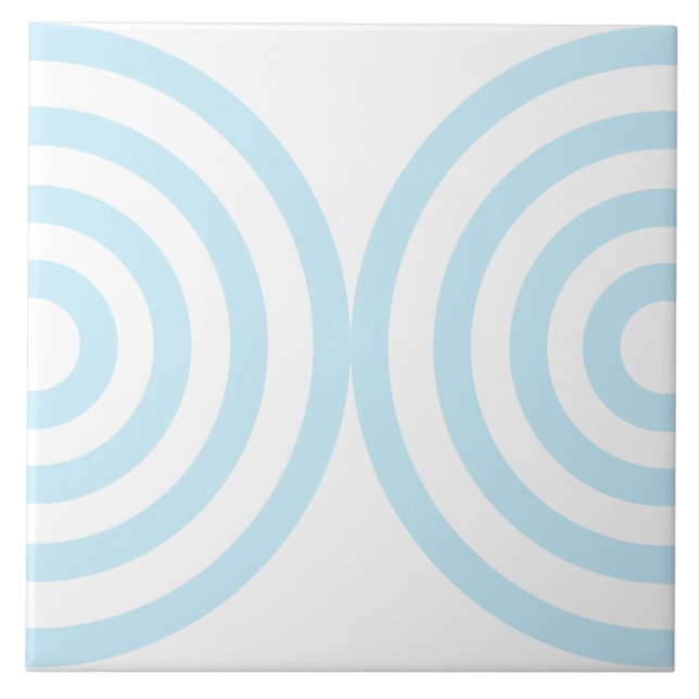 Blue Geometric Pattern Mid Century Modern Ceramic Tile (Front)