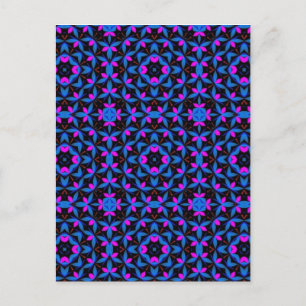 blue-geometric pattern postcard