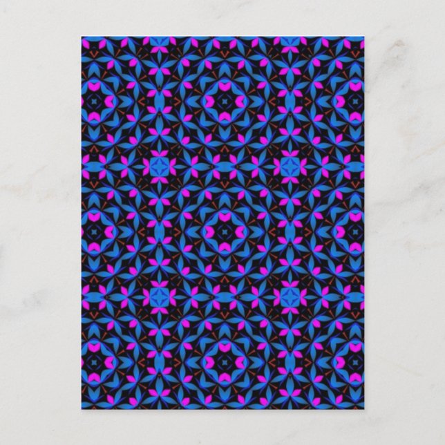 blue-geometric pattern postcard (Front)