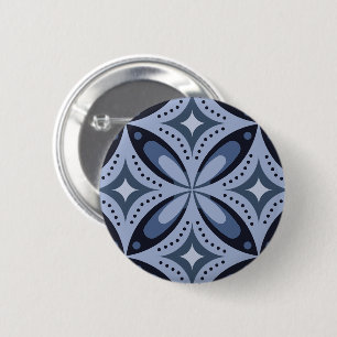 Blue Geometric Pattern Retro Style 6 Cm Round Badge