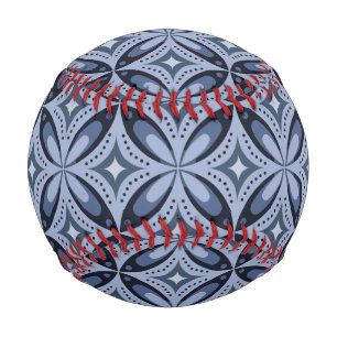 Blue Geometric Pattern Retro Style Baseball
