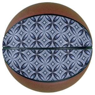 Blue Geometric Pattern Retro Style Basketball