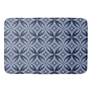 Blue Geometric Pattern Retro Style Bath Mat