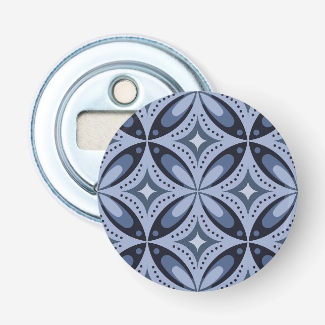 Blue Geometric Pattern Retro Style Bottle Opener (Front)