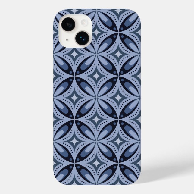 Blue Geometric Pattern Retro Style Case-Mate iPhone Case (Back)