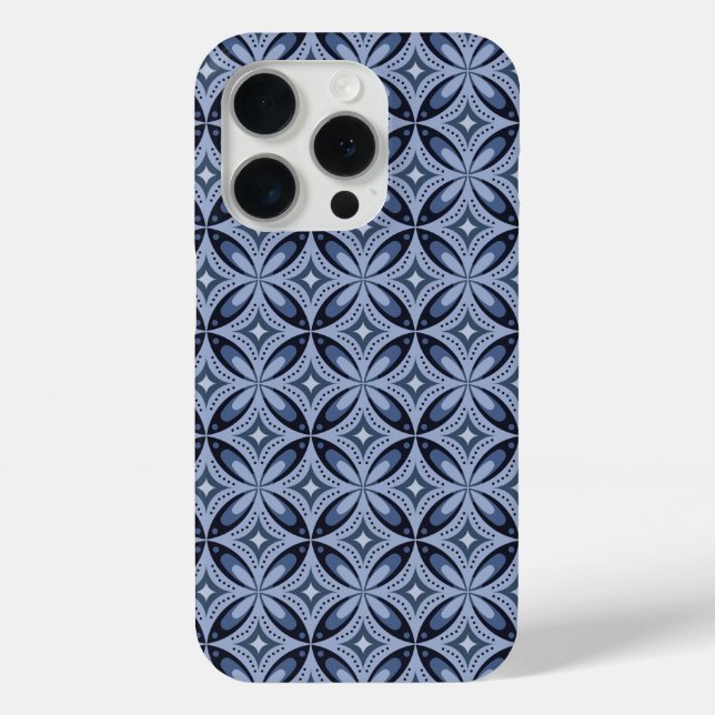 Blue Geometric Pattern Retro Style Case-Mate iPhone Case (Back)