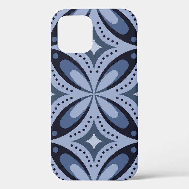 Blue Geometric Pattern Retro Style Case-Mate iPhone Case (Back)