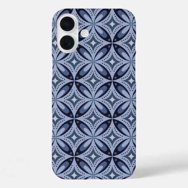 Blue Geometric Pattern Retro Style Case-Mate iPhone Case (Back)