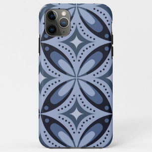 Blue Geometric Pattern Retro Style iPhone 11 Pro Max Case
