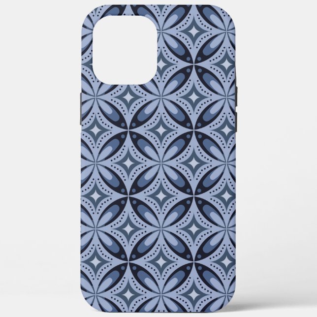 Blue Geometric Pattern Retro Style Case-Mate iPhone Case (Back)