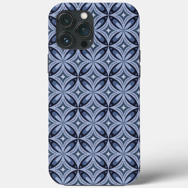 Blue Geometric Pattern Retro Style Case-Mate iPhone Case (Back)