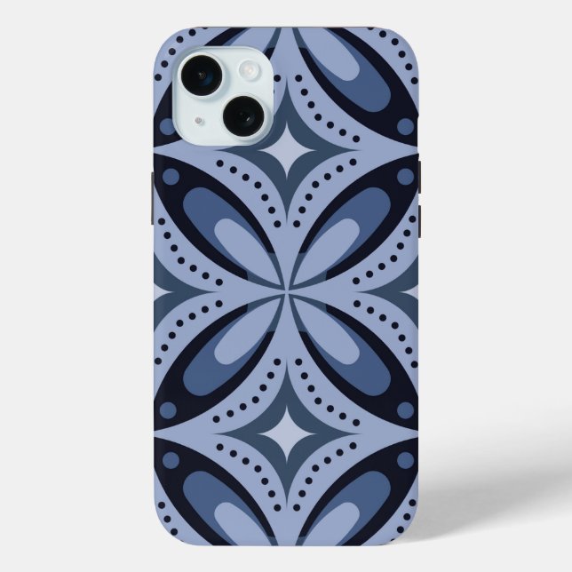 Blue Geometric Pattern Retro Style Case-Mate iPhone Case (Back)
