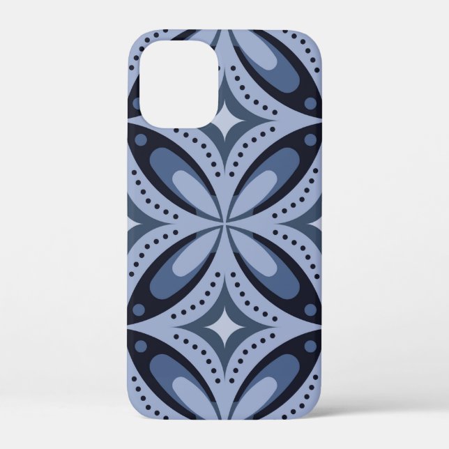 Blue Geometric Pattern Retro Style Case-Mate iPhone Case (Back)