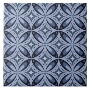 Blue Geometric Pattern Retro Style Ceramic Tile